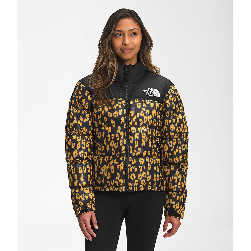 The North Face Nuptse Jacket Womens Australia - The North Face Printed 1996 Retro Yellow Leopard Mou